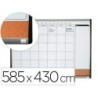 Planificador mensual nobo magnetico  tablero corcho horizontal con marco arqueado plata y negro 585x430 mm