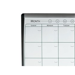 Planificador mensual nobo magnetico  tablero corcho horizontal con marco arqueado plata y negro 585x430 mm
