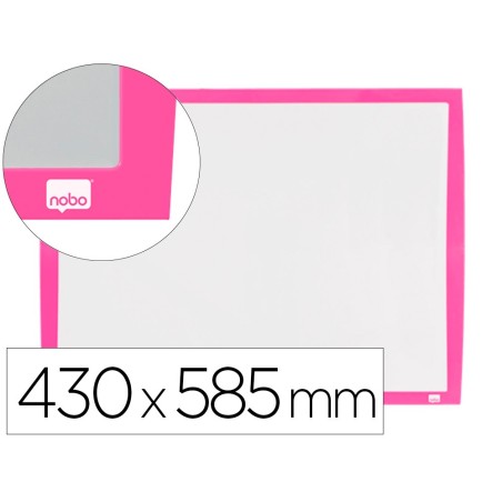 Pizarra blanca nobo magnetica marco fucsia 430x585 mm