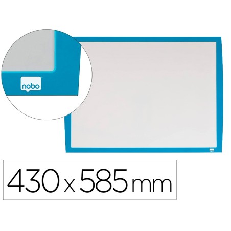 Pizarra blanca nobo magnetica marco azul 430x585 mm