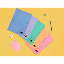 Carpeta liderpapel gomas folio 3 solapas carton plastificado colores pasteles surtidos