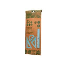 Juego escuadra 20 cm cartabon 18 cm regla 30 cm y semicirculo 10 cm liderpapel ecouse 100% pet reciclado