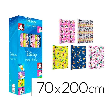 Papel de regalo basika disney rollo ancho 70 cm longitud 2 mt diseños surtidos