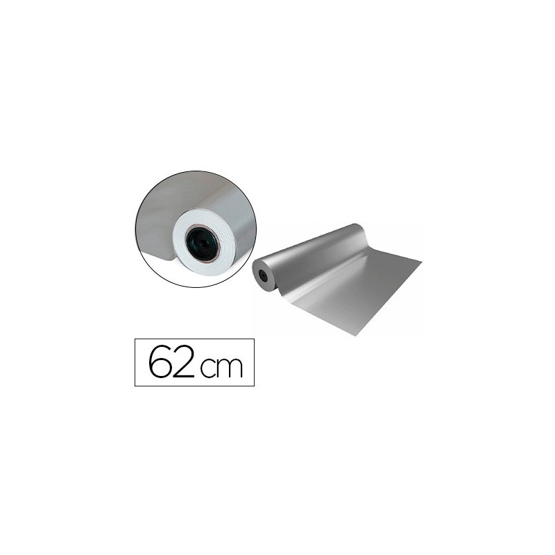 Papel de regalo basika metalizado plata bobina ancho 62 cm longitud 80 m