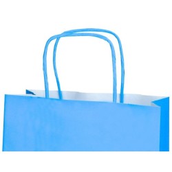 Bolsa papel q-connect celulosa celeste l con asa retorcida 320x400x14 mm