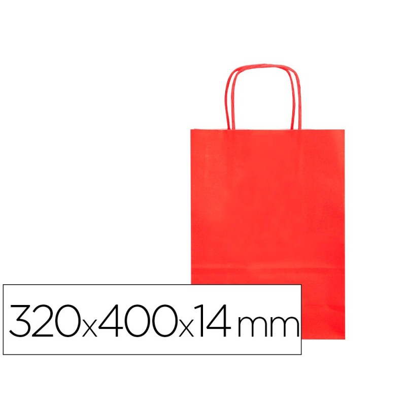 Bolsa papel q-connect celulosa rojo l con asa retorcida 320x400x14 mm
