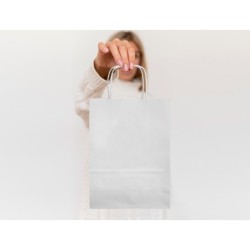 Bolsa papel q-connect celulosa blanco l con asa retorcida 320x400x14 mm