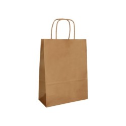 Bolsa papel q-connect celulosa natural liso l con asa retorcida 320x400x14 mm