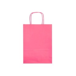 Bolsa papel q-connect celulosa rosa xs con asa retorcida 180x240x80 mm