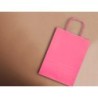 Bolsa papel q-connect celulosa rosa xs con asa retorcida 180x240x80 mm