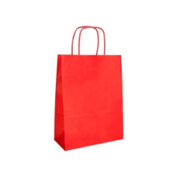 Bolsa papel q-connect celulosa rojo xs con asa retorcida 180x240x80 mm