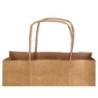 Bolsa papel q-connect kraft natural liso xs con asa retorcida 180x240x80 mm
