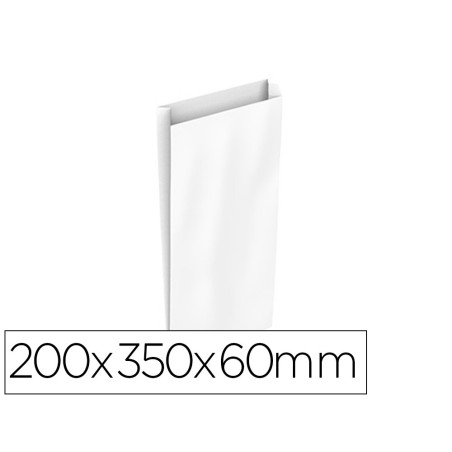 Sobre papel basika celulosa blanco con fuelle m 200x350x60 mm paquete de 25 unidades
