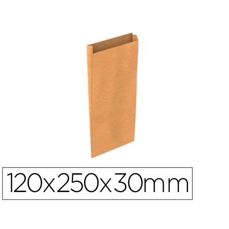 Sobre papel basika kraft natural liso con fuelle xs 120x250x30 mm paquete de 25 unidades