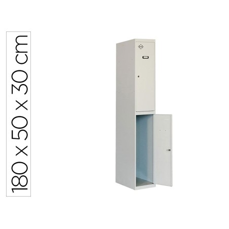 Taquilla metalica simonrack 2 puertas con cerradura montada respiradero y etiquetero gris/gris 1800x500x300 mm