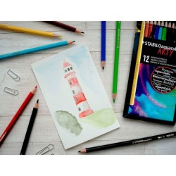 Lapices de colores stabilo aquacolor arty line acuarelables estuche de carton de 12 unidades colores