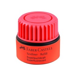 Tinta rotulador faber castell textliner fluorescente 1549 con sistema capilar color rojo bote 30 ml