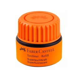 Tinta rotulador faber castell textliner fluorescente 1549 con sistema capilar color naranja bote 30 ml