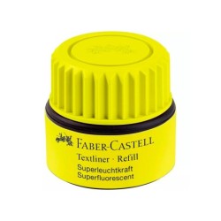 Tinta rotulador faber castell textliner fluorescente 1549 con sistema capilar color amarillo bote 30 ml