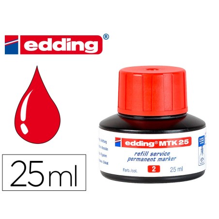 Tinta rotulador edding mtk25 con sistema capilar color rojo frasco de 25 ml