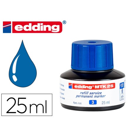 Tinta rotulador edding mtk25 con sistema capilar color azul bote 25 ml
