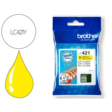 Ink-jet brother lc421y dcp-j1050dw / dcp-j1140dw / mfc-j10 amarillo 200 paginas
