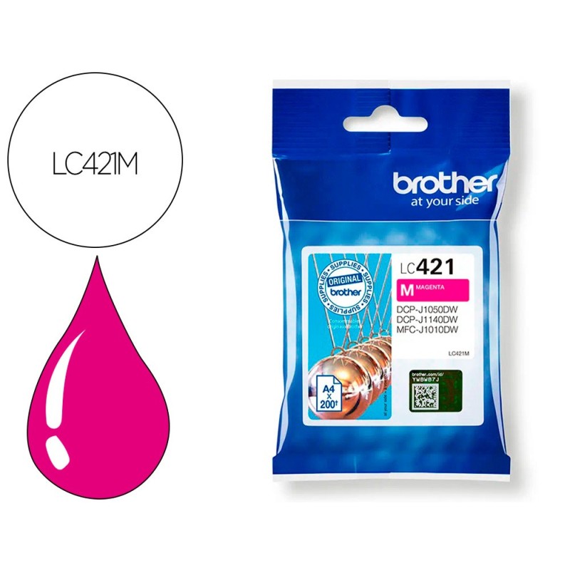 Ink-jet brother lc421m dcp-j1050dw / dcp-j1140dw / mfc-j10 magenta 200 paginas