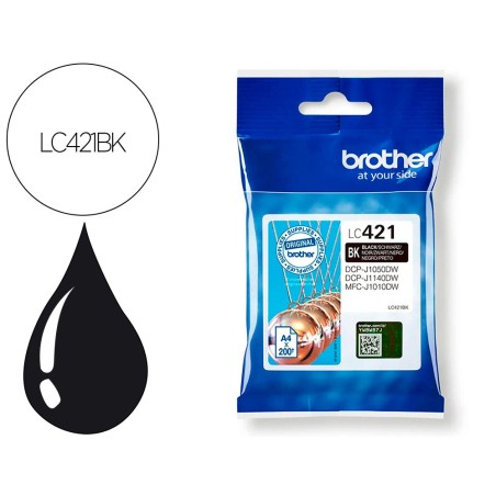 Ink-jet brother lc421bk dcp-j1050dw / dcp-j1140dw / mfc-j10 negro 200 paginas