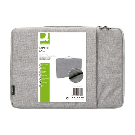 Funda para portatil q-connect 13,3\ con asa 1 bolsillo exterior con cremallera color gris 350x250x25 mm