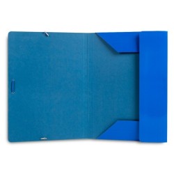 Carpeta liderpapel gomas folio 3 solapas carton plastificado color azul