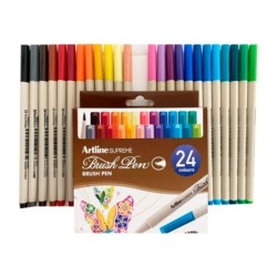 Rotulador artline supreme brush epfs pintura base de agua punta tipo pincel trazo fino bolsa de 24 unidades