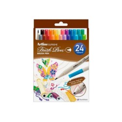 Rotulador artline supreme brush epfs pintura base de agua punta tipo pincel trazo fino bolsa de 24 unidades