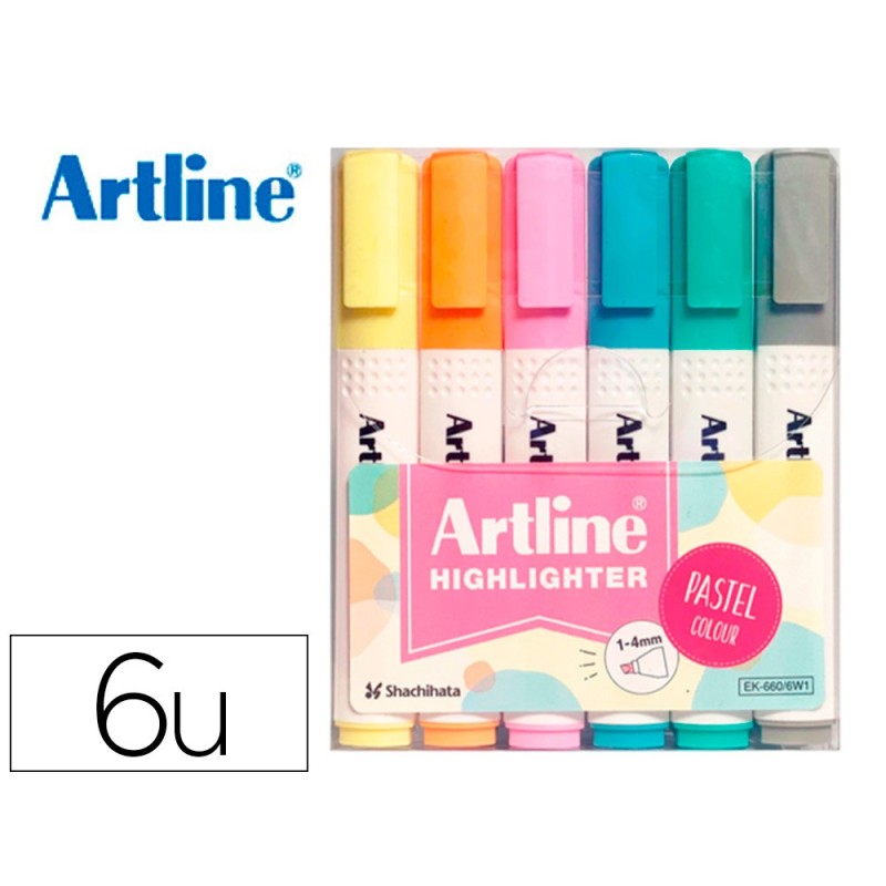 Rotulador artline fluorescente ek-660 colores pastel bolsa de 6 unidades colores surtidos Rotulador artline fluorescente ek-660 colores pastel bolsa de 6 unidades colores surtidos