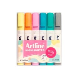 Rotulador artline fluorescente ek-660 colores pastel bolsa de 6 unidades colores surtidos