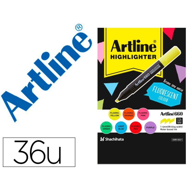 Rotulador artline fluorescente ek-660 expositor de 36 unidades colores surtidos Rotulador artline fluorescente ek-660 expositor de 36 unidades colores surtidos