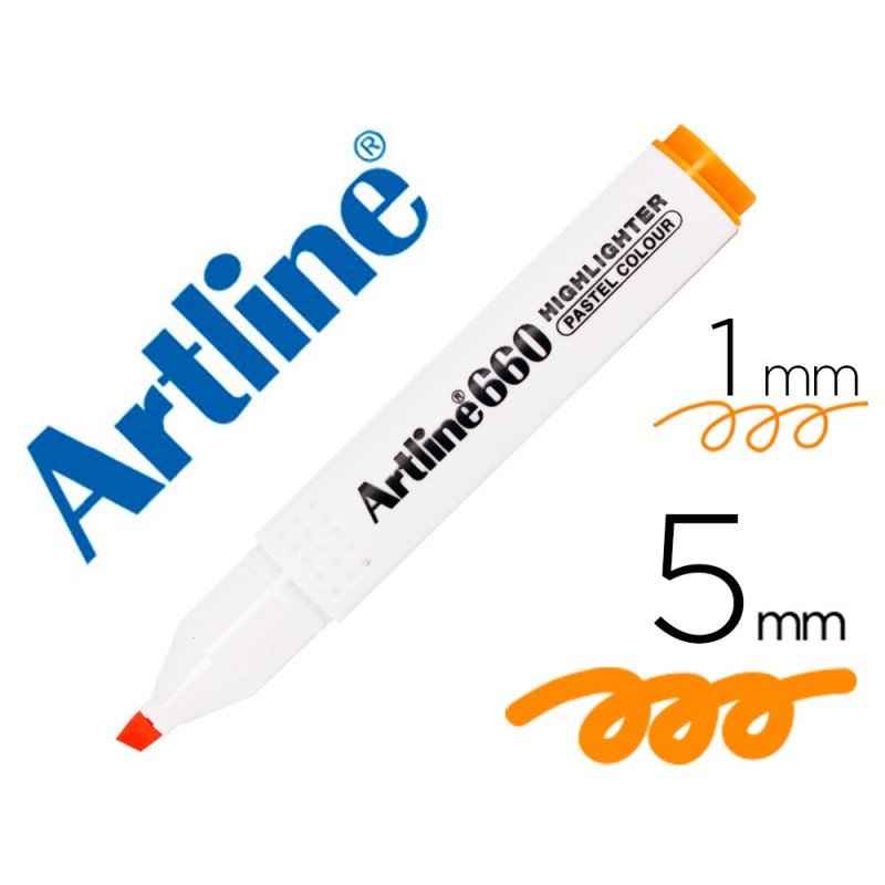 Rotulador artline fluorescente ek-660 naranja pastel punta biselada Rotulador artline fluorescente ek-660 naranja pastel punta biselada