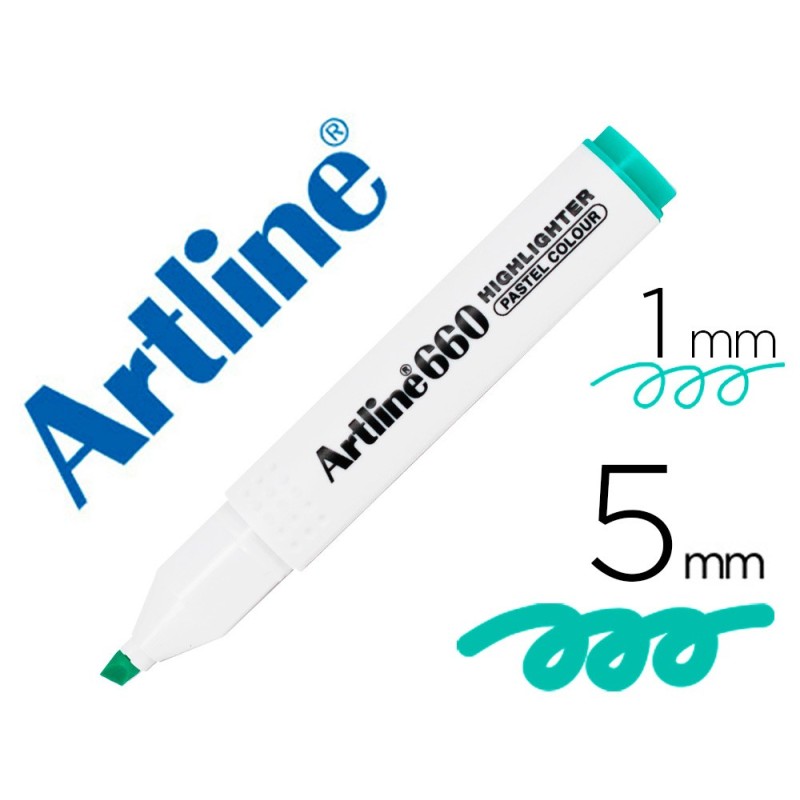 Rotulador artline fluorescente ek-660 verde pastel punta biselada Rotulador artline fluorescente ek-660 verde pastel punta biselada