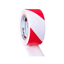Cinta adhesiva tarifold seguridad para marcaje y señalizacion de suelo 33 mt x 50 mm color blanco/rojo