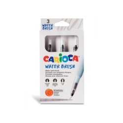 Pincel carioca recargable agua redondo caja de 3 unidades puntas surtidas