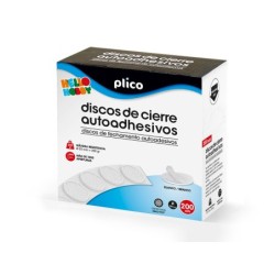 Disco de cierre plico velcro autoadhesivo 20 mm diametro color blanco caja de 200 unidades