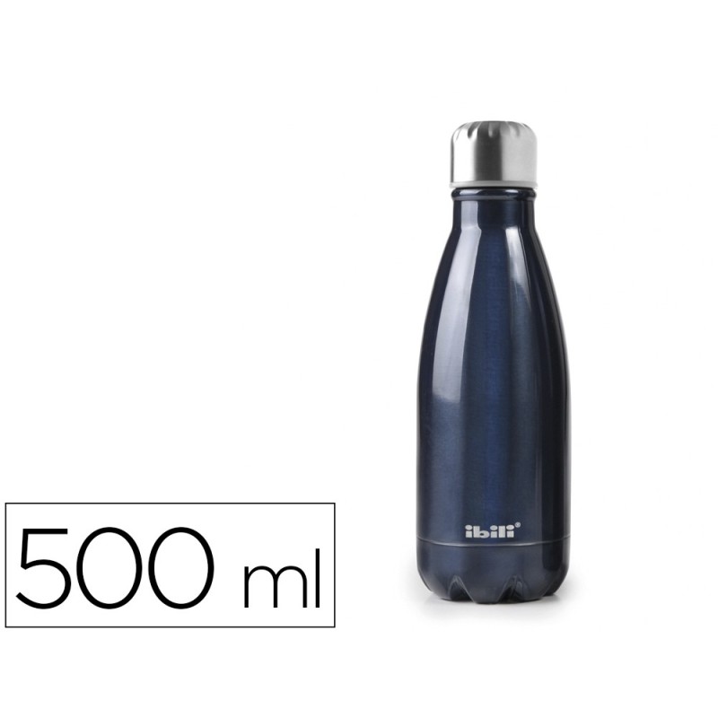 Botella portaliquidos ibili acero inoxidable termo color azul capacidad 500 ml