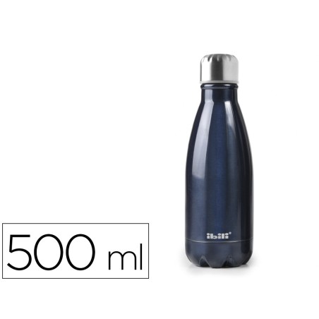 Botella portaliquidos ibili acero inoxidable termo color azul capacidad 500 ml
