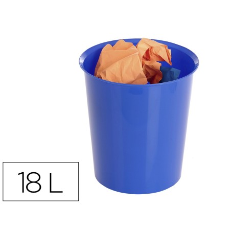 Papelera plastico archivo 2000 ecogreen 100% reciclada 18 litros color azul 290x310 mm