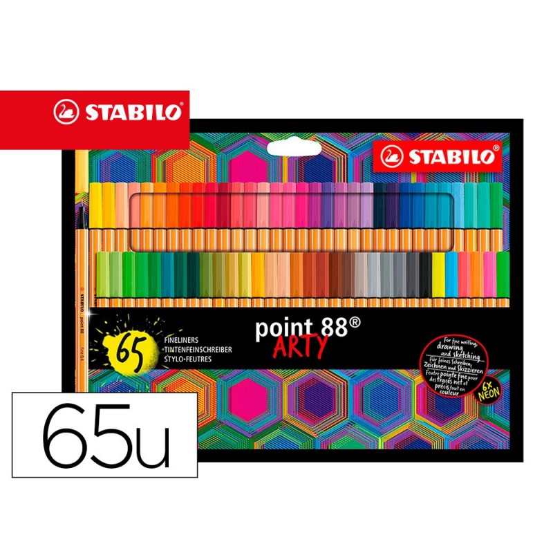 Rotulador stabilo point 88 punta de fibra arty line estuche carton de 65 unidades colores surtidos