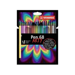 Rotulador stabilo acuarelable pen 68 estuche carton de 18 unidades colores surtidos