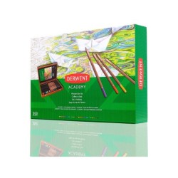 Estuche de pintura derwent academy madera lapices de colores 35 piezas