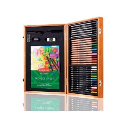 Estuche de pintura derwent academy madera lapices de colores 35 piezas