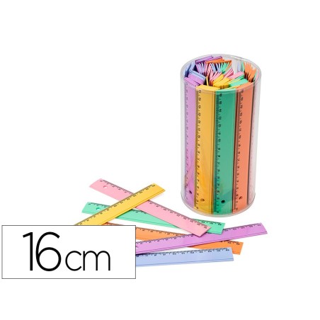 Regla faibo plastico 16 cm bote de 100 unidades colores surtidos