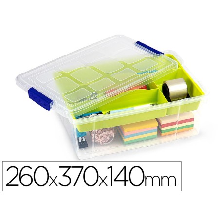 Contenedor plastico plasticforte 9 litros n 31 transparente con tapa y bandeja 260x370x140 mm