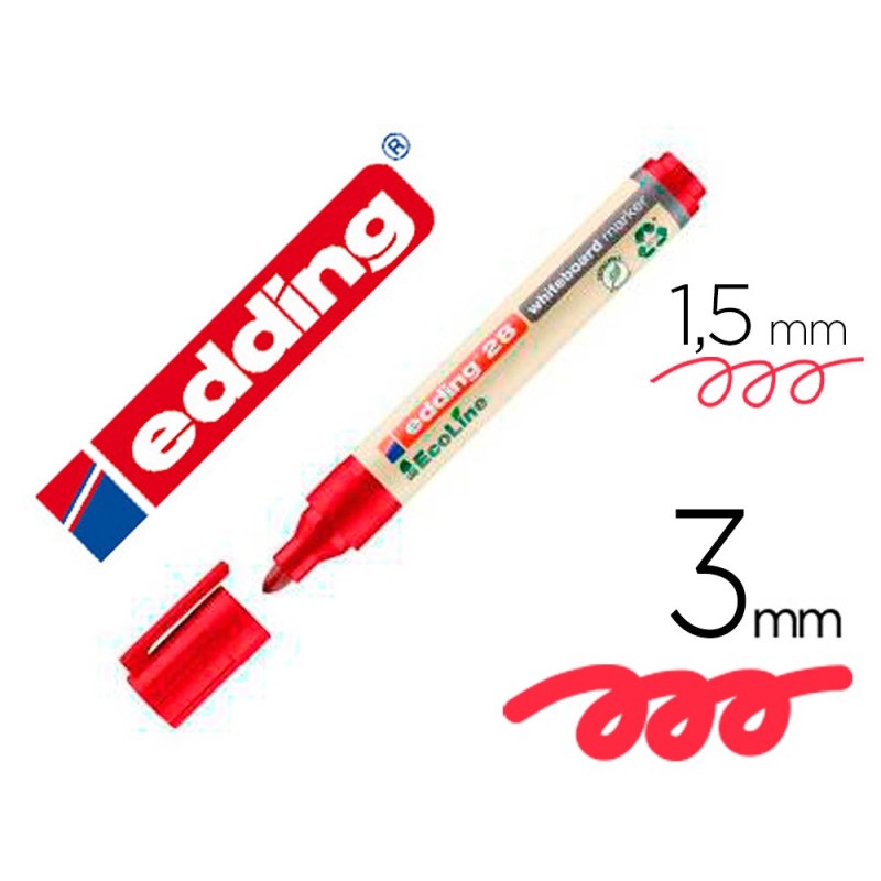 Rotulador edding 28 para pizarra blanca ecoline 90% reciclado color rojo punta redonda 1,5-3 mm recargable Rotulador edding 28 para pizarra blanca ecoline 90% reciclado color rojo punta redonda 1,5-3 mm recargable
